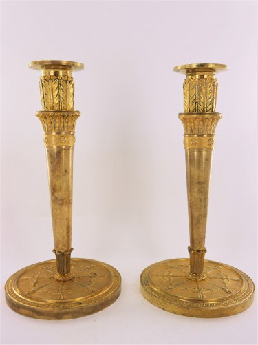 Pair of Empire bronze candlesticks - Lighting Style Empire