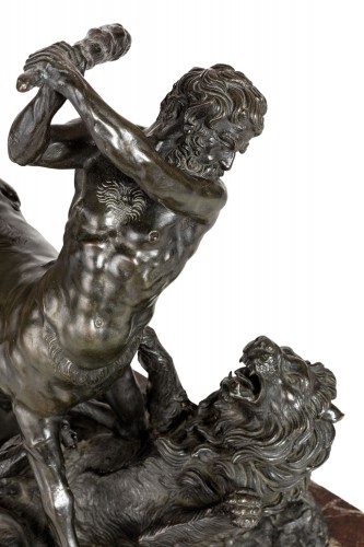 Combat entre un centaure et un lion, 19e siècle - Sculpture Style 