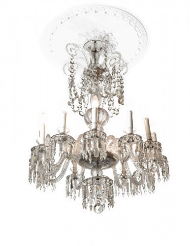 A Georgian style twelve-light cut-glass chandelier