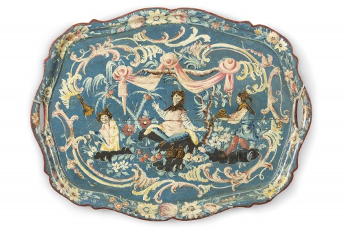 Refined Venetian Lacquered Tray, Venice, 18th Century