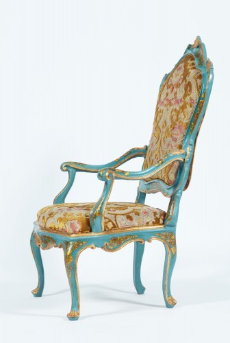 Ensemble de quatre fauteuils vénitiens laqués du XVIIIe siècle - Sièges Style 