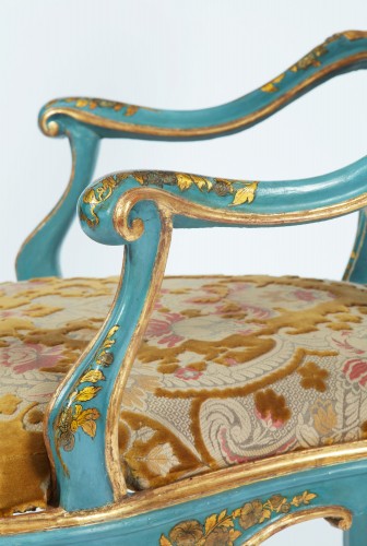 Sièges Fauteuil & Bergère - Ensemble de quatre fauteuils vénitiens laqués du XVIIIe siècle