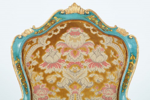 Ensemble de quatre fauteuils vénitiens laqués du XVIIIe siècle - 