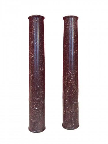 Pair of 19th Century Italian porphyry columns