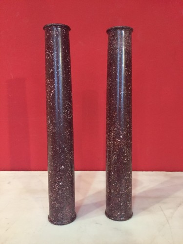 Pair of 19th Century Italian porphyry columns - Decorative Objects Style Empire