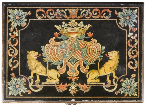 Continental polychrome scagliola armorial top - Furniture Style 