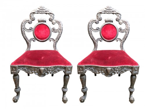 Pair of Anglo Indian silver armchairs, circa 1870