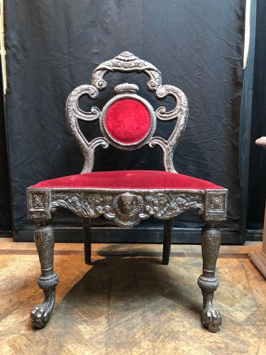 Paire de fauteuils Anglo Indien en argent vers 1870 - Sièges Style 