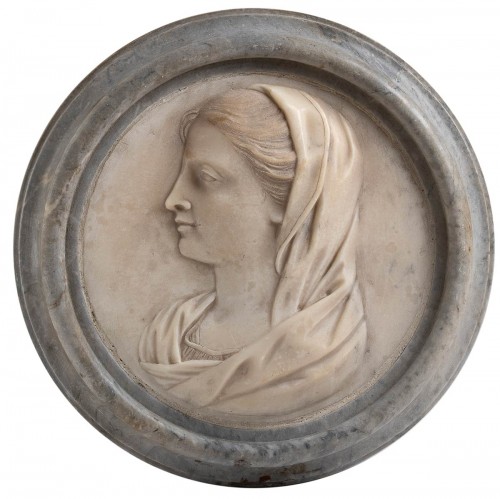 Sculpture  - Announcing Angel and Virgin Announced, Carrara marble medallions