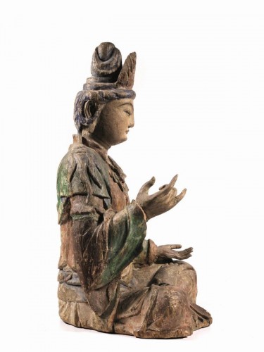 Asian Works of Art  - Large sculpture of Buddha, China Ming Dynasty, 15th / 16th Century