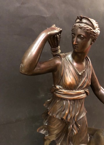 Sculpture  - Sculpture en bronze représentant Diane chasseresse, Rome XIXe siècle