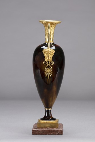 Dihl &amp; Guerard (1781 - 1828), Enamelled porcelain vase - Porcelain & Faience Style 
