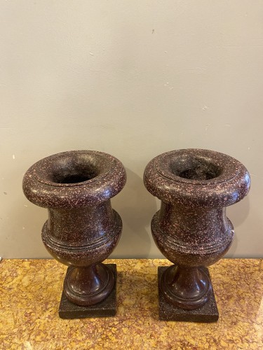 Decorative Objects  - Pair of porphyry vases, Rome 19th Century