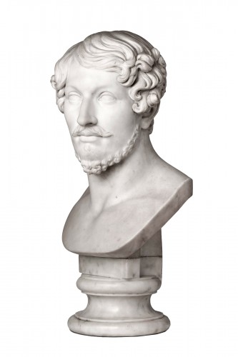 Marble bust of bearded man, circa 1820-1840