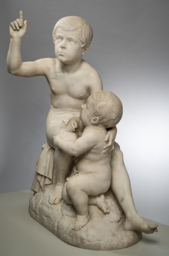 Giuseppe Dini, Groupe avec deux garçons, 1853 - Sculpture Style 