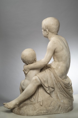 Sculpture Sculpture en Marbre - Giuseppe Dini, Groupe avec deux garçons, 1853