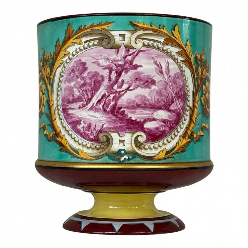 Manufacture de Creil et Montereau (Lebeuf, Milliet & Cie) Paire de cache-pots - Céramiques, Porcelaines Style 