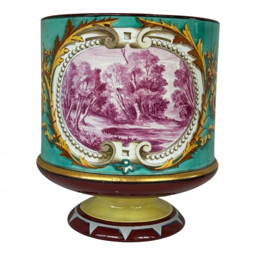 Céramiques, Porcelaines  - Manufacture de Creil et Montereau (Lebeuf, Milliet & Cie) Paire de cache-pots