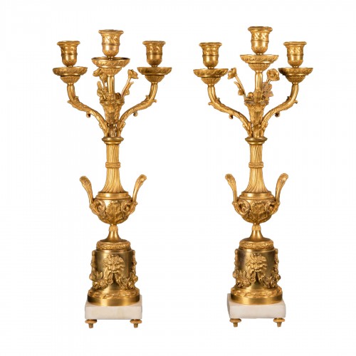 Paire de grands candélabres en bronze doré époque Restauration