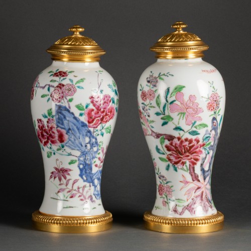 Transition - Paire de vases famille rose Chine époque XVIIIe siècle