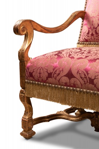 Louis XIV - Paire de fauteuils en bois doré époque Louis XIV