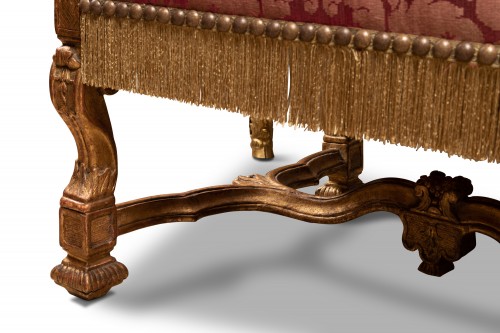 Antiquités - Paire de fauteuils en bois doré époque Louis XIV