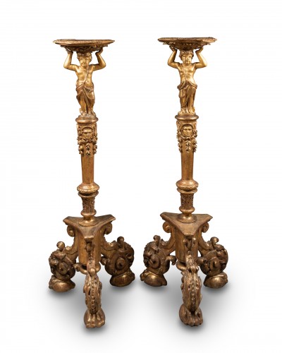 Paire de Porte Torchères Epoque Louis XIV - Decorative Objects Style Louis XIV