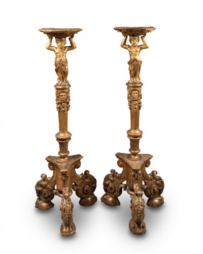 Paire de porte torchères d'époque Louis XIV - Objet de décoration Style Louis XIV