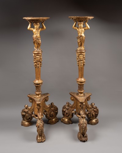 Objet de décoration Colonne Piédestal - Paire de porte torchères d'époque Louis XIV