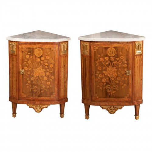 Pair of Corner Cabinets Transitional Period Stamped  J. B . Hedouin