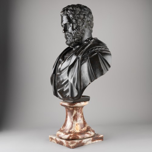 Buste de général Romain en bronze XVIIe siècle - Louis XIV