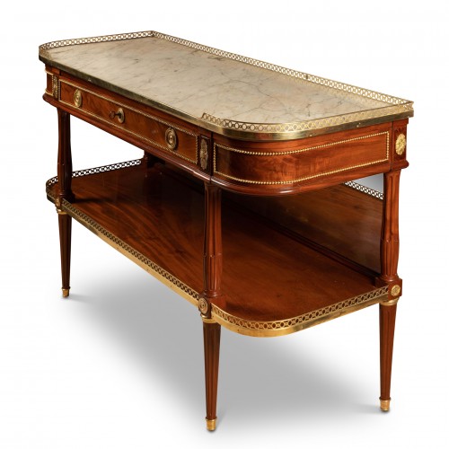 Grande console desserte en acajou Epoque Louis XVI - Mobilier Style Louis XVI