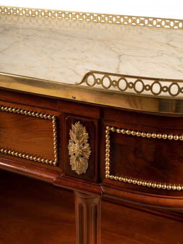 Mobilier Console - Grande console desserte en acajou Epoque Louis XVI