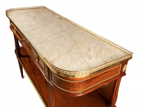 Louis XVI - Grande console desserte en acajou Epoque Louis XVI