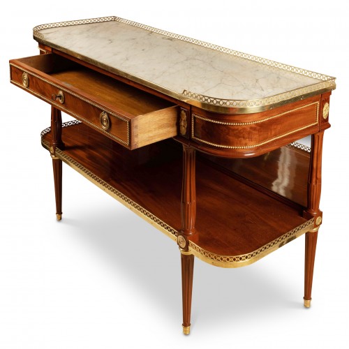 Antiquités - Grande console desserte en acajou Epoque Louis XVI