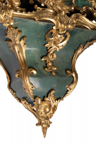 Louis XV - Cartel d'alcôve d'époque Louis XV, Charles Leroy bronzes de Saint Germain