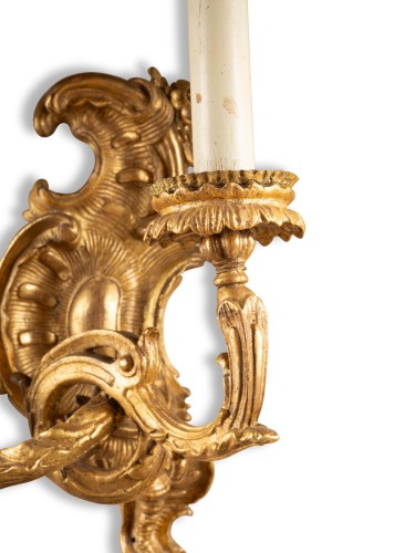 A pair of  big gilted wood Sconces Regency Period - Lighting Style French Regence