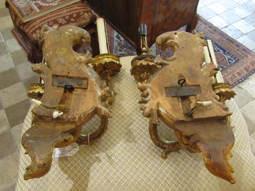 A pair of  big gilted wood Sconces Regency Period - French Regence