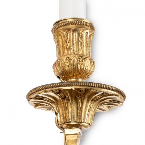 Antiquités - Paire d’appliques époque Louis XVI en bronze doré