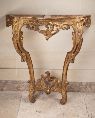 Furniture  - Pair of Louis XV gilded wood consoles