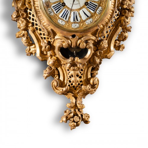 Antiquités - A giltwood Cartel  clock  circa 1730