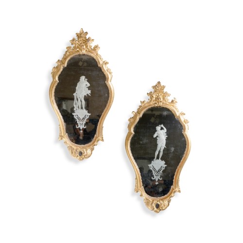 Paire de miroirs Vénitiens XVIIIe siècle - Miroirs, Trumeaux Style Transition