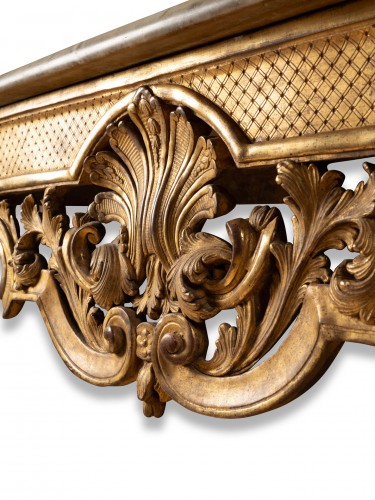 Louis XIV - Grande console bois doré d'époque Louis XIV