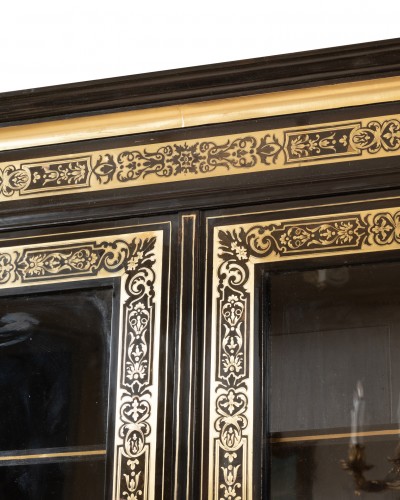 19th century - Bookcase ,ebony ,tortoiseshell , brass , Boulle style ,1830 period