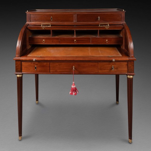  Cylinder desk mahogany  Louis XVI period stamped Jean François Leleu - Furniture Style Louis XVI
