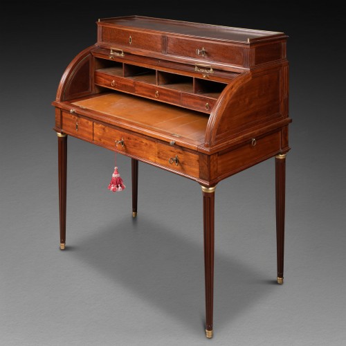 Antiquités -  Cylinder desk mahogany  Louis XVI period stamped Jean François Leleu