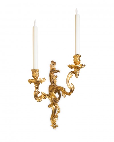 A pair of Louis XV Ormolu twin-branch Wall lights - Lighting Style Louis XV