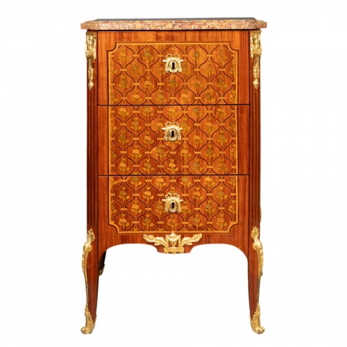 A Transition rosewood and  amaranth ormolu-mounted Commode
