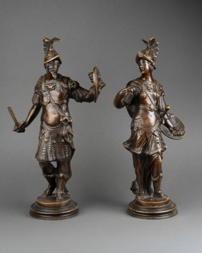 Sculpture  - Minerva and Mars Bronzes XVIIIème siècle