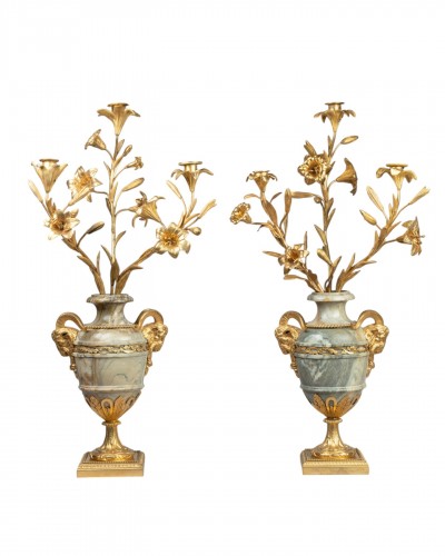 A pair of End Louis XVI period three- light Candelabra